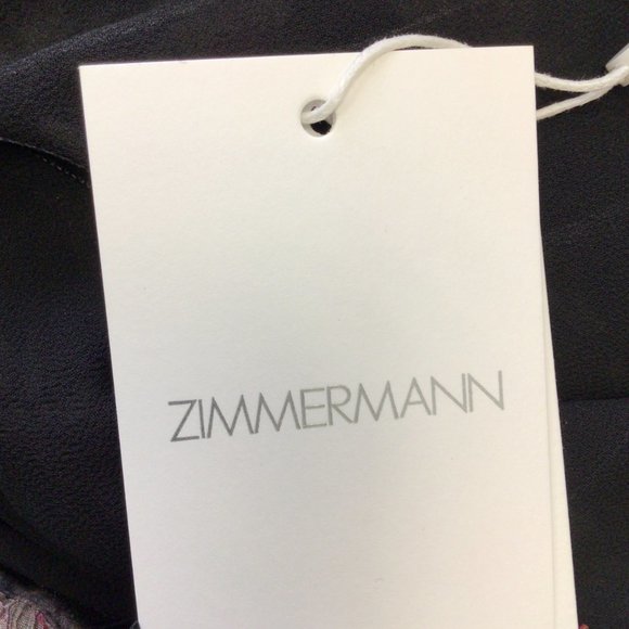 ZIMMERMANN BLACK MULTI FLORAL PRINTED CURACAO PALM SHOULDER DRESS - Picture 5 of 5